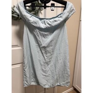 Love, Fire sleeveless off the shoulder light denim look tunic